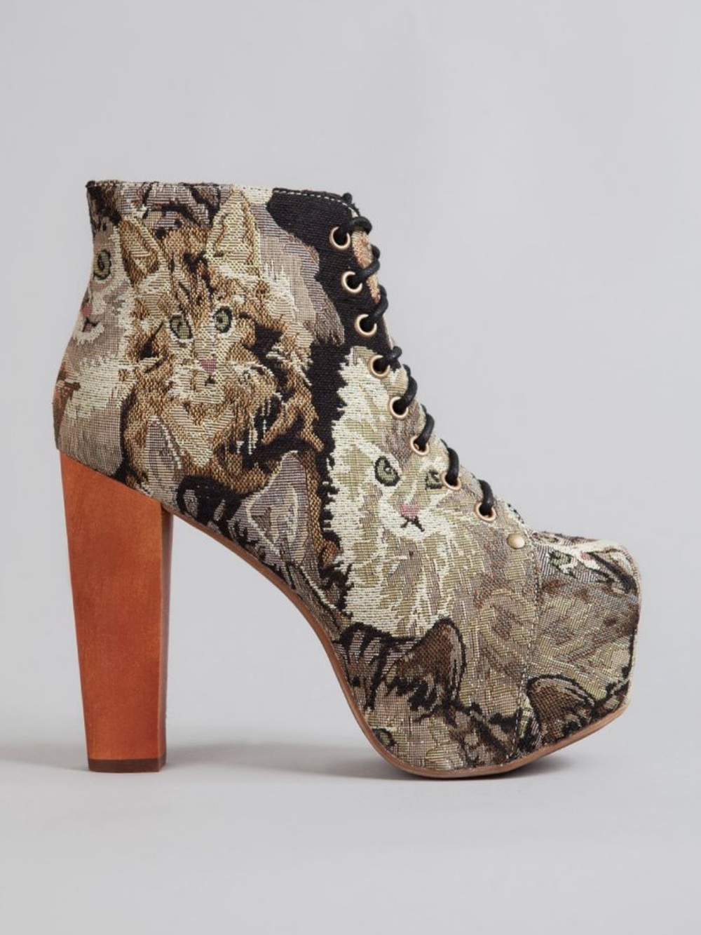 Jeffrey Campbell Lita Cat Tapestry Platform Heels/ Boots - Picture 4 of 14